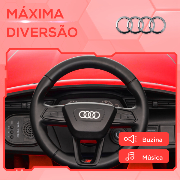AIYAPLAY Carro Elétrico para Crianças Carro Audi Q8 Etron Sportback Infantil 12V Faróis Buzina e Música 98x49,5x43 cm Vermelho - Image 6