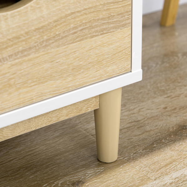 HOMCOM Móvel de TV para Televisores de até 55" com Prateleiras de Armazenamento e 4 Gavetas 120x40x44,5cm Branco e Carvalho - Image 9