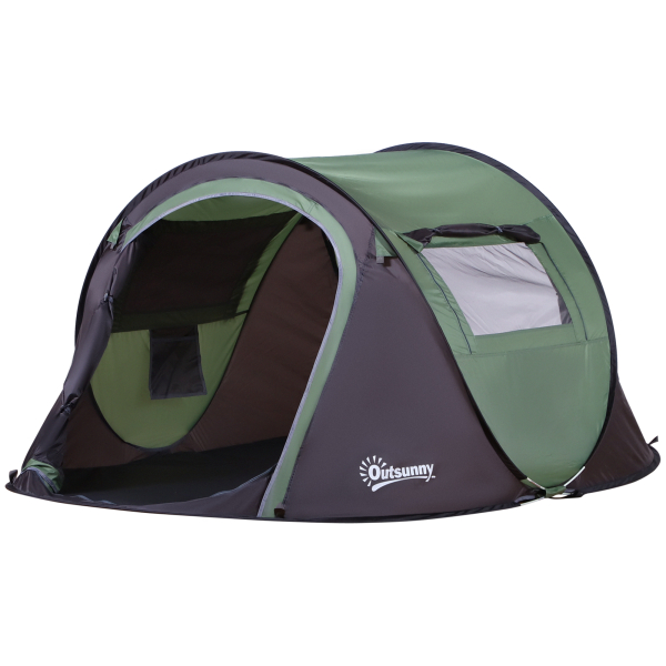 Outsunny Tenda de Campismo Pop-Up para 2 Pessoas Tenda de Campismo com Bolsa de Armazenamento Portátil 250x150x100 Verde e Preto - Image 7