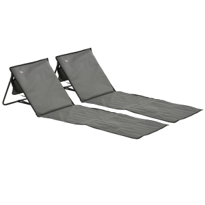 Outsunny Conjunto de 2 Esteiras de Praia Dobrável Esteiras Acolchoadas com Encosto Reclinável 142x51x40 cm Cinza