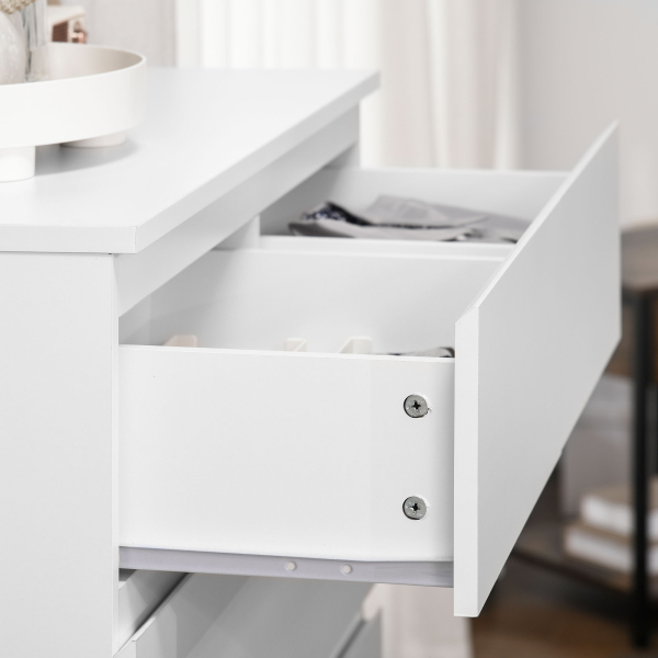 HOMCOM Cómoda Moderna com 6 Gavetas Cómoda de Madeira para Dormitório Entrada Sala de Estar 80x39x115cm Branco - Image 8