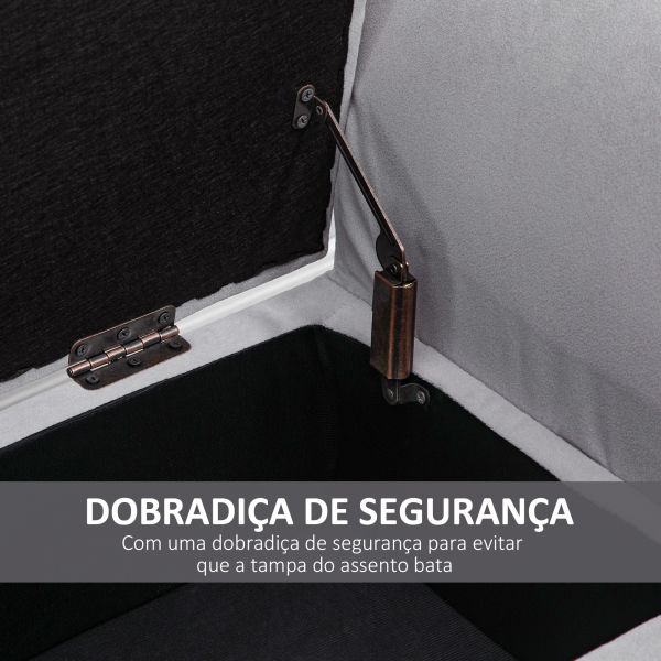 HOMCOM Banco para Pé de Cama Estofado em Veludo com Tampa Apoio para os Braços Pés de Madeira 111,5x41x65cm Cinza Claro - Image 7
