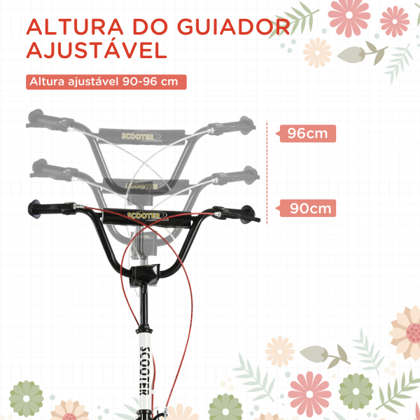 HOMCOM trotinete para crianças acima de 5 anos de altura ajustável com pneus Freio Branco - Image 4