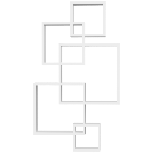 HOMCOM Estante de Parede com 5 Cubos Estante Flutuante de Madeira Estilo Moderno 49,5x10,2x86cm Branco