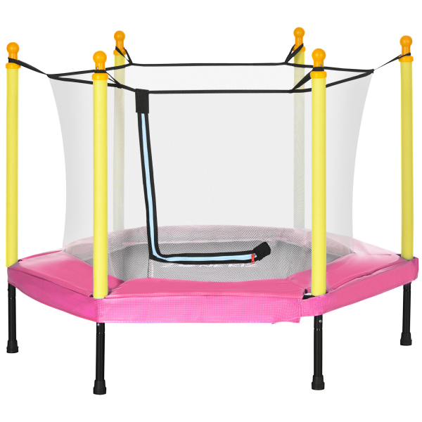 ZONEKIZ Trampolim para Crianças 95x85 cm com Rede de Segurança trampolim Infantil para Crianças de 3-6 Anos 122x122x97 cm Rosa