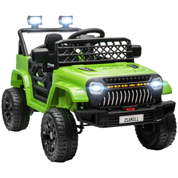 AIYAPLAY Carro Elétrico para Crianças Carro Elétrico Infantil UTV 12V com Velocidade Ajustável USB e Faróis  95x62,5x65 cm Verde