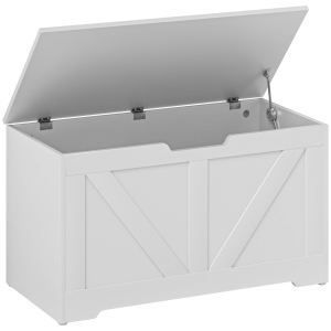 HOMCOM Baú de Armazenamento 100L Baú de Arrumação com Tampa e Dobradiça de Segurança 80x40x45 cm Branco