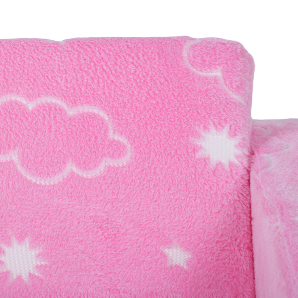 AIYAPLAY Poltrona para Crianças Dobrável e Reclinável Sofá para Crianças Estofado em Tecido Luminoso com Desenho de Nuvens Rosa - Image 9