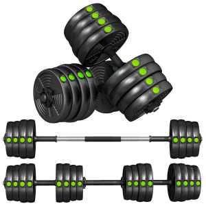 SPORTNOW Kit de Halteres 30 kg 2 em 1 Jogo de Pesos com Barra de Pesos Pega Antiderrapante para Treino de Força  Preto e Verde