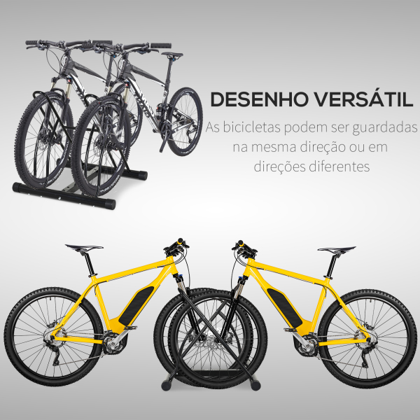 HOMCOM Suporte de Estacionamento Cruzado para 2 Bicicletas Aço Portátil 60x54x57 cm Preto - Image 4