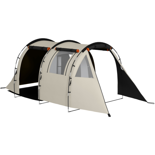 Outsunny Tenda de Campismo Familiar para 4-5 Pessoas com 2 Quartos 5 Portas e Bolsa de Transporte Impermeável 460x230x180 cm Caqui