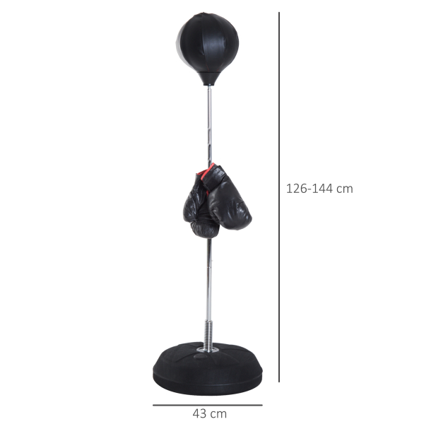 HOMCOM Saco de Boxe de Pé Punching Ball com Altura Ajustável em 4 Níveis 126-144 cm Base Preenchível e Luvas de Boxe para Adultos e Adolescentes Preto - Image 3