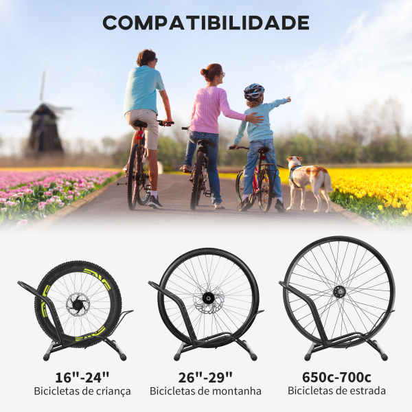SPORTNOW Estacionamento para Bicicletas Suporte para Bicicletas de Aço para Interior e Exterior 59x41x38 cm Preto - Image 5