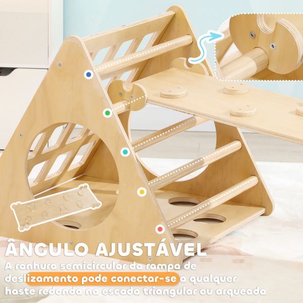 AIYAPLAY Triângulo de Escalar de Madeira 8 em 1 Jogo de Aprendizagem com Rampa Escada em Forma de Arco 175x59,5x60 cm Madeira - Image 6