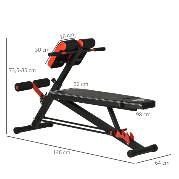 HOMCOM Banco de halteres inclinavel com 4 níveis de altura ajustável multifuncional para treinamento completo 64x146x73,5-85cm - Image 3