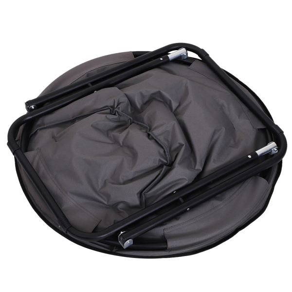 Outsunny Cadeira de Lua Cadeira Redonda de Lua com Assento de Tecido Oxford e Pés de Metal para Campismo  80x80x75 cm Cinza - Image 7