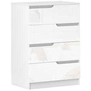 HOMCOM Cómoda com 4 Gavetas Cómoda de Dormitório Moderna com Sistema Anti-Tombo 60x40x85 cm Branco