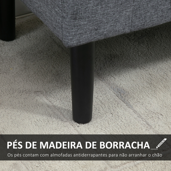 HOMCOM Banco para Pé de Cama Acolchoado com Espaço de Armazenamento Banco Multifuncional com Braços Tampa e Pés de Madeira para Dormitórios Sala de Estar 116x44x58 cm Cinza - Image 5