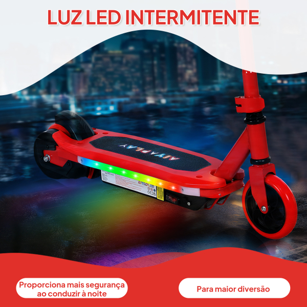 AIYAPLAY Trotinete Elétrica para Crianças Máx. 10 km/h Motor 80 W Autonomia Máxima 8 km Trotinete com Luzes LED Travão Traseiro 76x46x93 cm Vermelho - Image 4