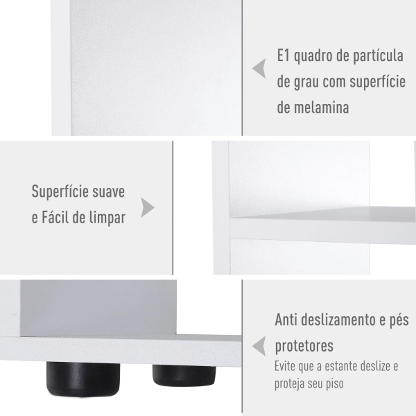 HOMCOM Estante Vertical Multifuncional com 8 Prateleiras Largas 70x24x178cm Branco - Image 5
