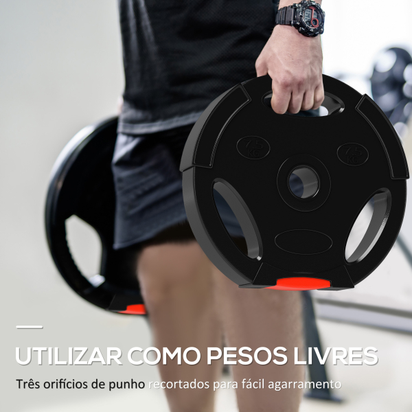 SPORTNOW Conjunto de Discos de Pesos de 4 Peças 2x7,5 kg e 2x5 kg com Orifícios de 2,5 cm para Treino Fitness Preto - Image 4