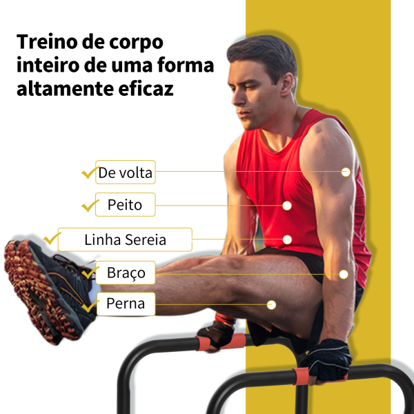 HOMCOM Suporte de treino de barras paralelas para flexões inclinadas construção muscular Calistênicos 63x41x73 cm Preto - Image 6