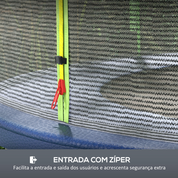 SPORTNOW Rede de Segurança para Trampolim Ø305 cm para Exterior e Porta com Fecho de Correr para 6 Postes Verde - Image 5