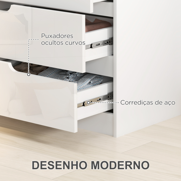 HOMCOM Cómoda com 4 Gavetas Cómoda de Dormitório Moderna com Sistema Anti-Tombo 60x40x85 cm Branco - Image 5