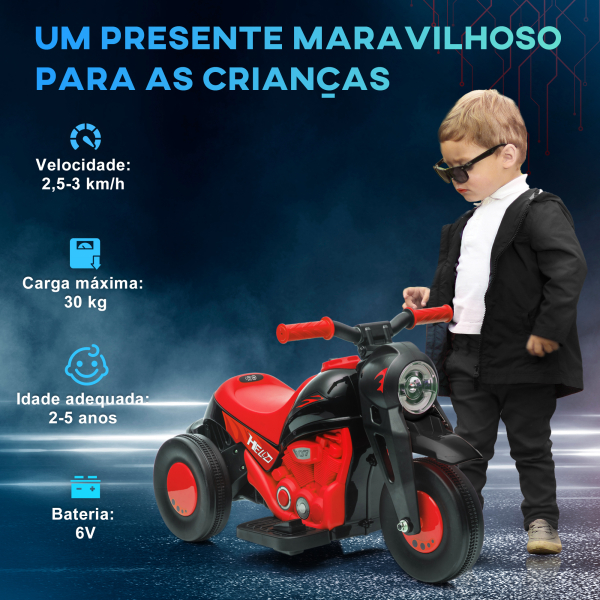 AIYAPLAY Mota Elétrica para Crianças Mota a Bateria 6V com Função de Bolhas Farol Música Motocicleta para Crianças com Velocidade 3km/h Carga 30 kg Vermelho - Image 7