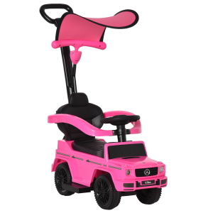 HOMCOM Carro Andador para Crianças Mercedes G350 com Buzina Capô Removível Encosto e Suporte de Proteção 85,5x40,5x95 cm Rosa