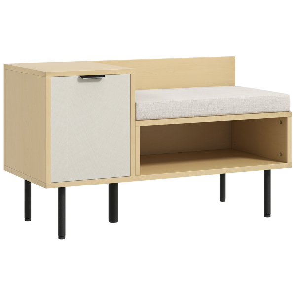 HOMCOM Banco Sapateira Sapateira de Entrada com Almofada Porta e Prateleira para Sapatos com Assento 80x35x47 cm Madeira