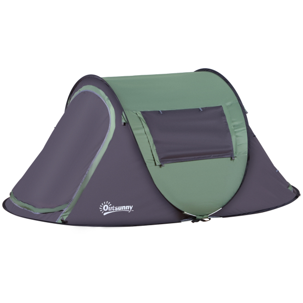 Outsunny Tenda de Campismo Pop-Up para 2 Pessoas Tenda de Campismo com Bolsa de Armazenamento Portátil 250x150x100 Verde e Preto - Image 6