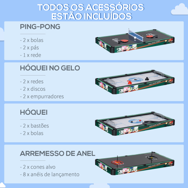 HOMCOM Mesa de Jogos 6 em 1 Dobrável Bilhar Matraquilho Ping Pong Lançamento de Anéis Hóquei no Gelo e Air Hóquei 118x104x71cm Multicor - Image 7