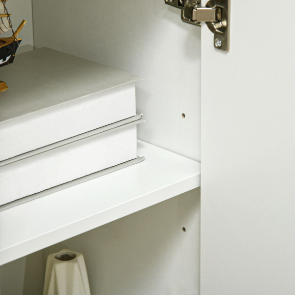 HOMCOM Aparador Sala de Estar Moderno com 2 Portas 3 Gavetas e Pés de Madeira de Pinho 90x32x80 cm Branco - Image 8