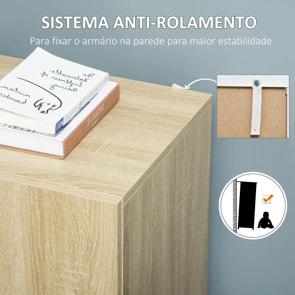HOMCOM Aparador de Sala de Estar com 2 Portas Armário Auxiliar com 2 Prateleiras para de Livros Roupa Brinquedos Estilo Moderno 70x39x70cm Madeira natural - Image 5