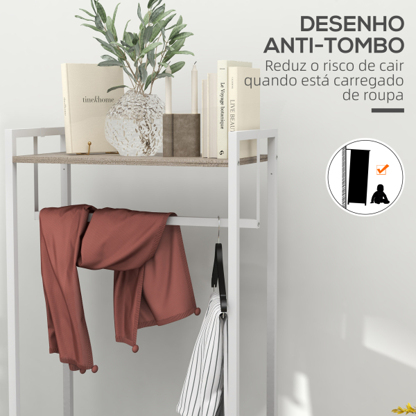 HOMCOM Suporte para Cabides com 3 Gavetas de Tecido Barra para Pendurar e Prateleira para Entrada Quarto 58,5x30x178 cm Natural - Image 6