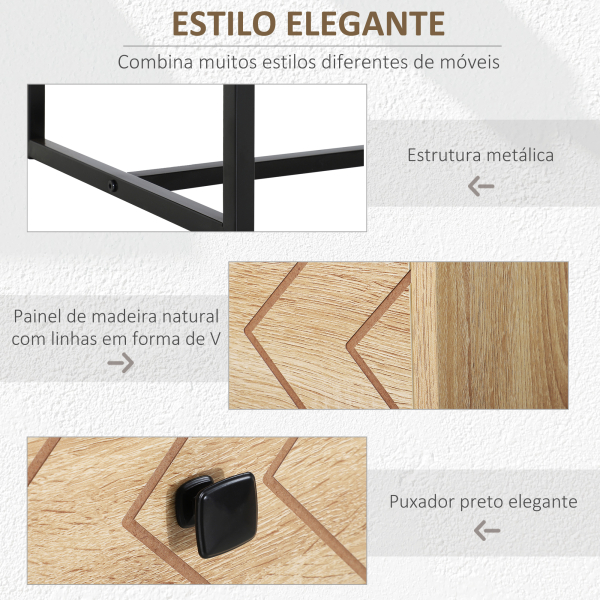 HOMCOM Cómoda com 5 Gavetas Estilo Retrô Móvel Auxiliar de Madeira para Sala de Estar Corredor 80x39,5x110 cm Madeira e Preto - Image 5