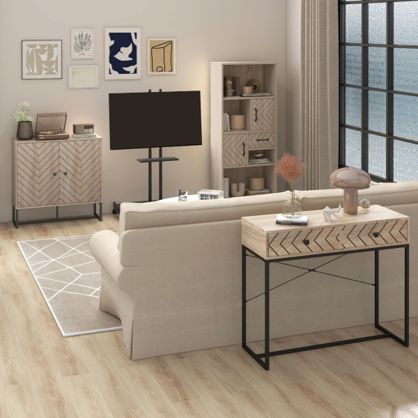 HOMCOM Aparador Sala de Estar com 2 Portas e Prateleiras Armário de Armazenamento Estilo Moderno 80x29,5x80 cm Madeira e Preto - Image 9
