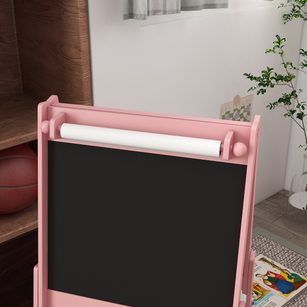 AIYAPLAY Cavalete para Crianças 3 em 1 Cavalete de Arte com Rolo de Papel Quadro e 2 Cestas de Armazenamento 54x46,5x93 cm Rosa - Image 7