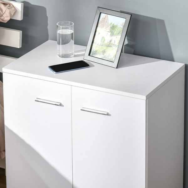 HOMCOM Armário de Armazenamento Moderno Móvel para Armazenamento com Rodas Armário e Prateleiras 60x35x65cm Branco - Image 8