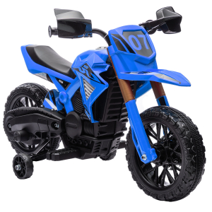 AIYAPLAY Mota Elétrica para Crianças  Moto a Bateria para Crianças 6V com Rodas de Treino e Buzina 105x57x62 cm Azul