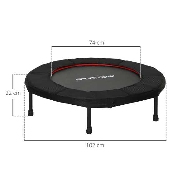 SPORTNOW Trampolim Fitness Ø102 cm Trampolim Fitness Dobrável com Estrutura de Aço Antiderrapante Ø102x22 cm Vermelho - Image 3
