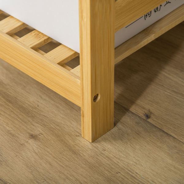 HOMCOM Suporte para Cabides de Bambu Cabideiro com Prateleiras de 4 Níveis com Barra Prateleira Inferior e Cabide Lateral 90x30x155cm Madeira - Image 8