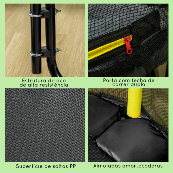 ZONEKIZ Trampolim Infantil com Rede de Segurança Barra Ajustável para Interior e Exterior Ø140x120-140 cm Preto - Image 6