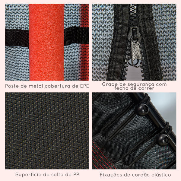 HOMCOM Trampolim para Crianças com Rede de Segurança e Estrutura de Aço para Interiores e Exteriores Carga 50kg Ø163,5x190 cm Vermelho - Image 6