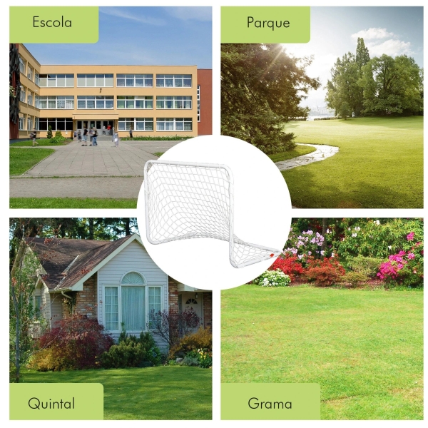 HOMCOM Conjunto de 2 balizas de futebol com rede e bola para crianças e adultos 78x46x 56cm Branco - Image 6