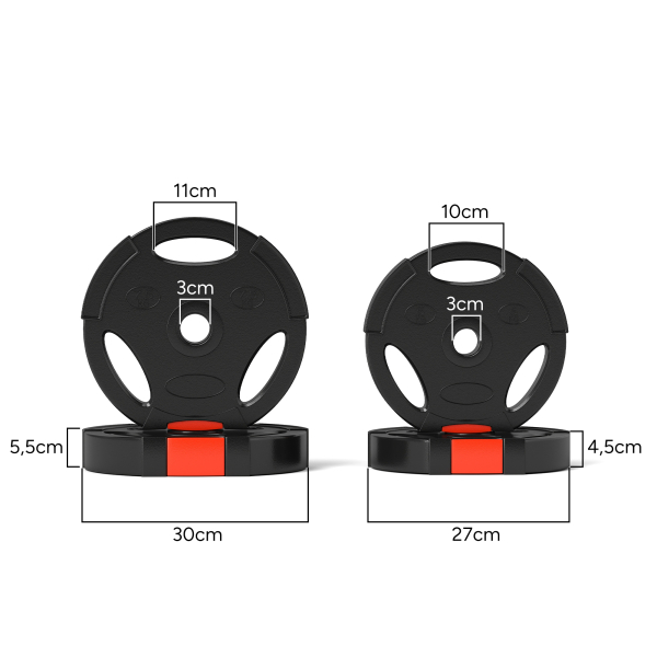 SPORTNOW Conjunto de Discos de Pesos de 4 Peças 2x7,5 kg e 2x5 kg com Orifícios de 2,5 cm para Treino Fitness Preto - Image 3