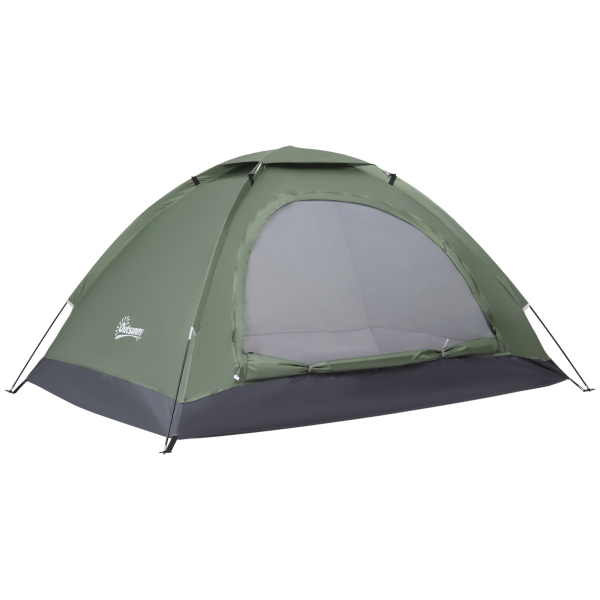 Outsunny Tenda de Campismo 2 Pessoas Dobrável com 2 Janelas de Malha Bolso Interior Bolsa de Transporte 206x152x110 cm Verde
