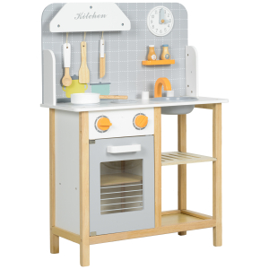 AIYAPLAY Cozinha de Brinquedo para Crianças Cozinha Infantil de Madeira com Sons e Acessórios de Cozinha 57x26x82 cm Multicor