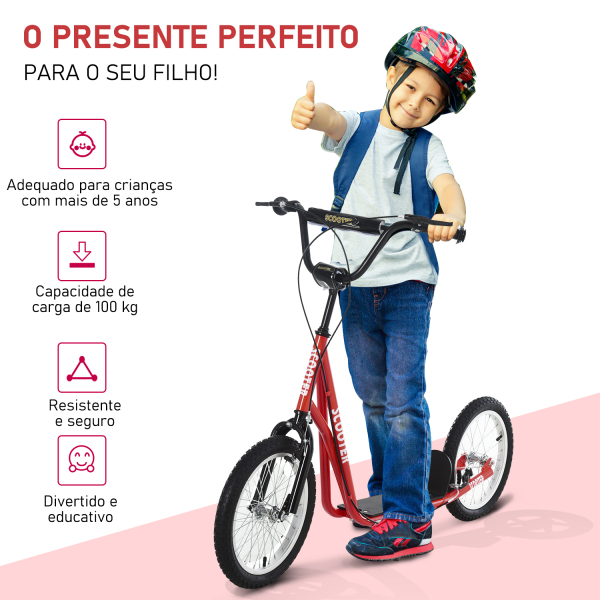 HOMCOM trotinete para crianças acima de 5 anos de altura ajustável com pneus Freio Vermelho - Image 5